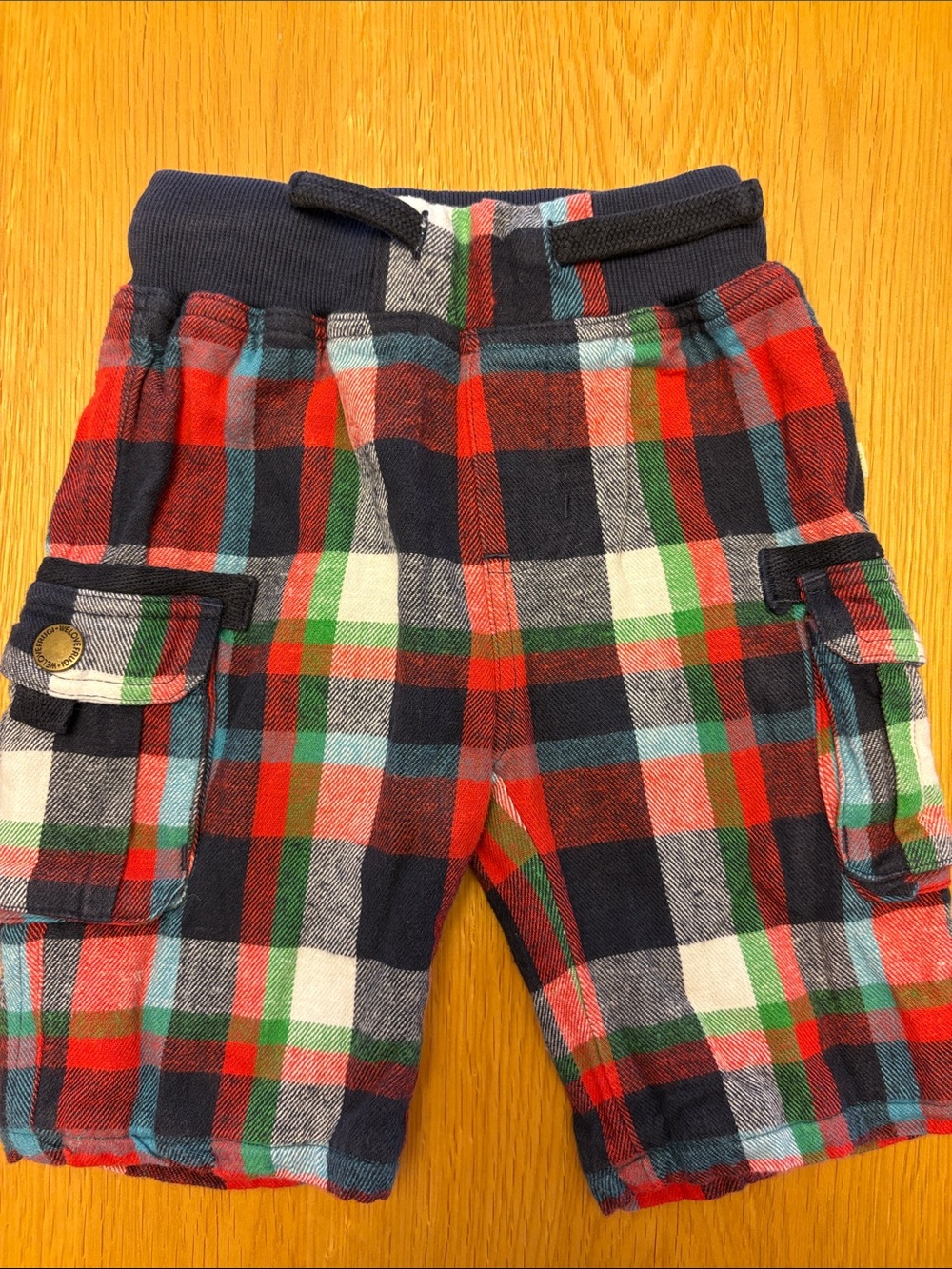 Baby Frugi Cargo Pants - Red, Navy & Green - size 0-3 months